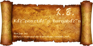 Káposztás Barnabás névjegykártya
